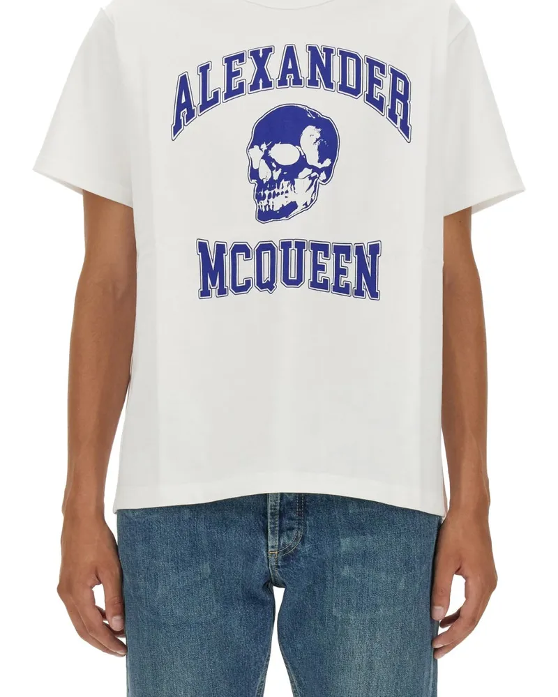 Alexander McQueen Skull Logo Cotton T-Shirt — White White