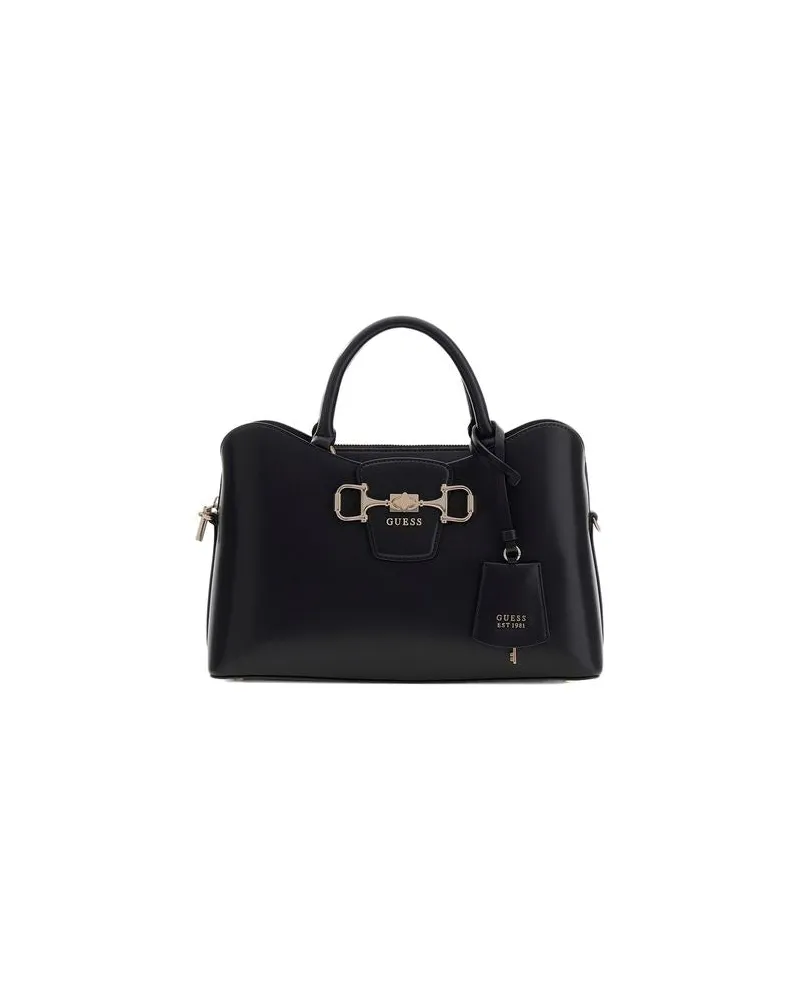 Guess Structured Polyurethane Satchel — Black Black