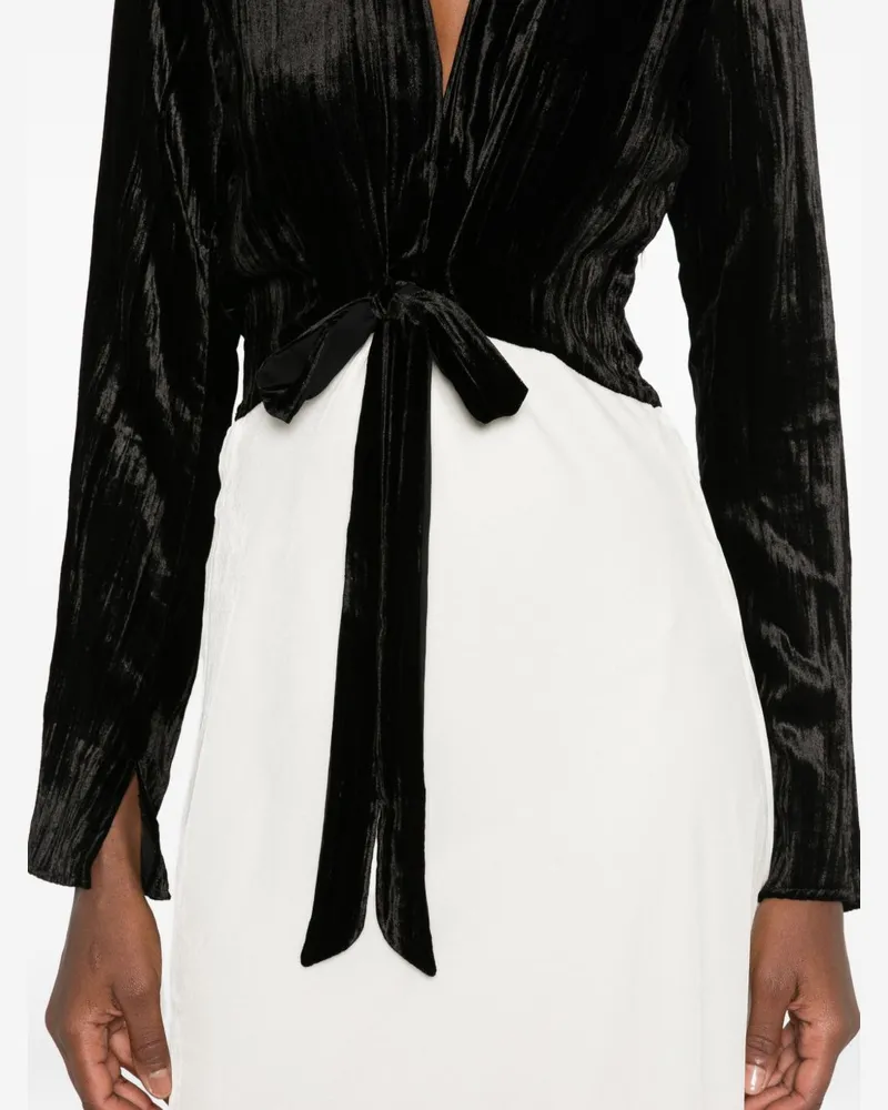 forte_forte Crushed-Velvet Two-Tone Dress — Black Black
