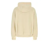 Men Wool-Blend Teddy Hoodie Ivory Cottont Polyester Sweater