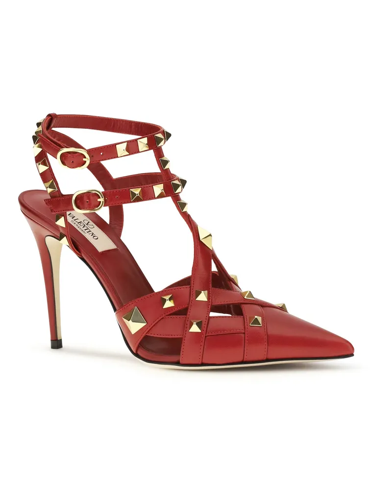 Valentino Garavani Women's Studdy Décolleté Kidskin Bright Red Goatskin-Hircus Goatskin Sandal Goatskin/hircus Red