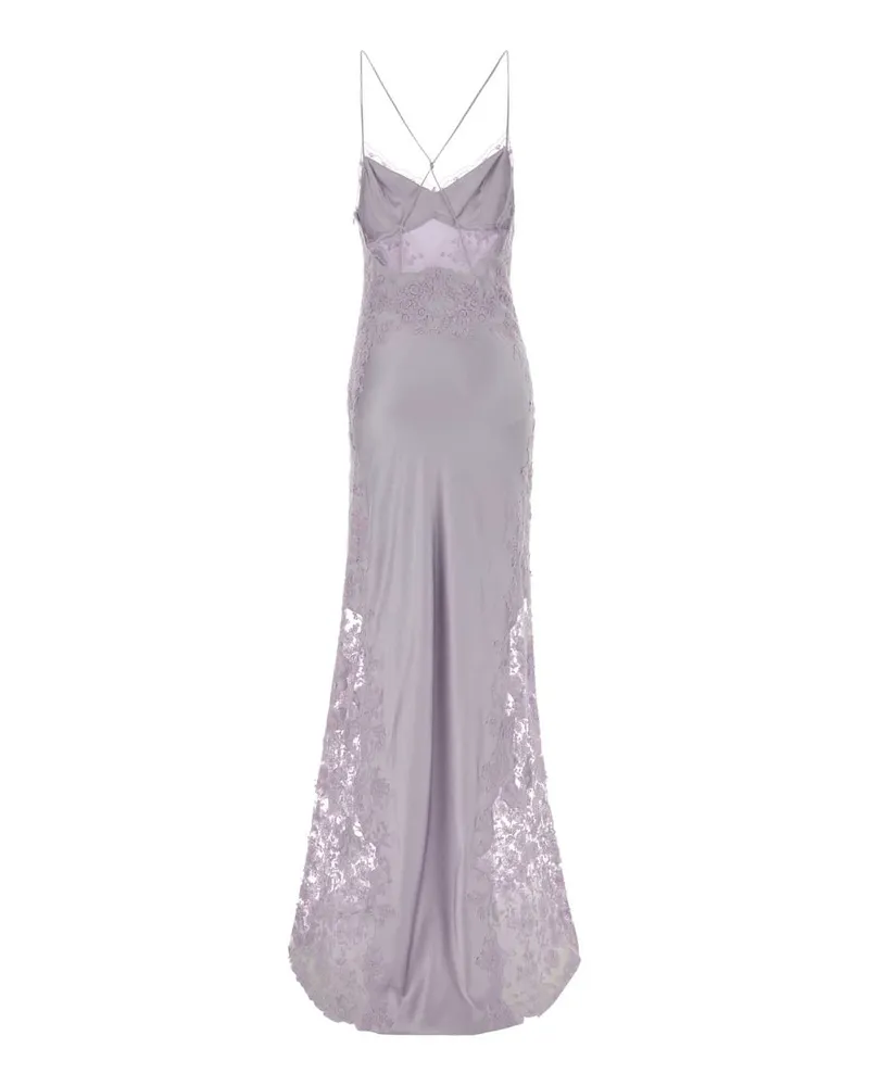 Ermanno Scervino Women's Lilac Satin Long Dress Lilla Vi Ea Abiti Purple