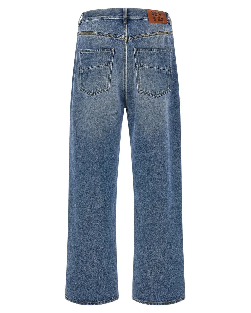 Fendi Ff Patch Stone-Wash Denim Jeans — Blue Blue