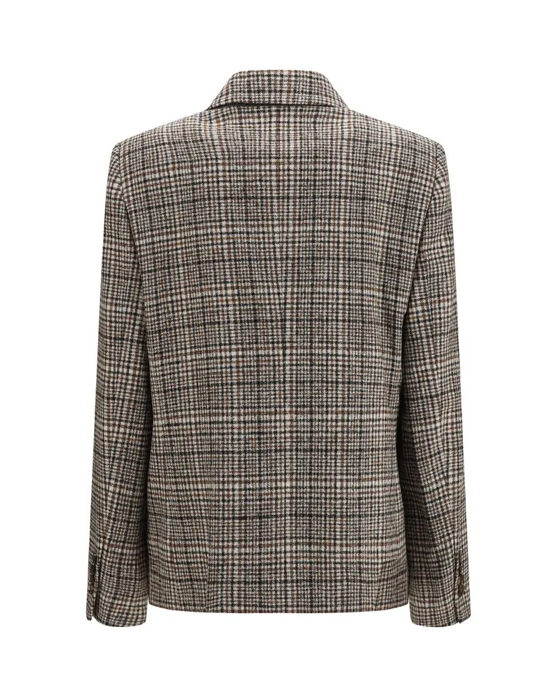 Brunello Cucinelli Alpaca-Wool Check Blazer — Multicolor Multicolor