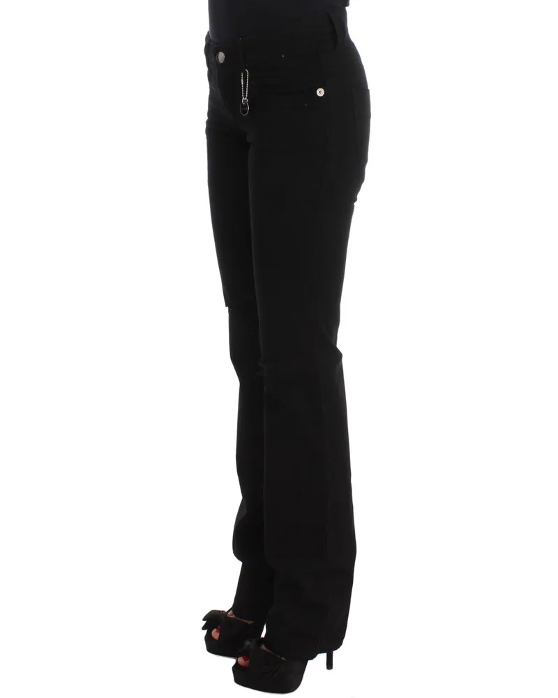 CoSTUME NATIONAL Women's Black Cotton Slim Fit Bootcut Jeans Clothing Black