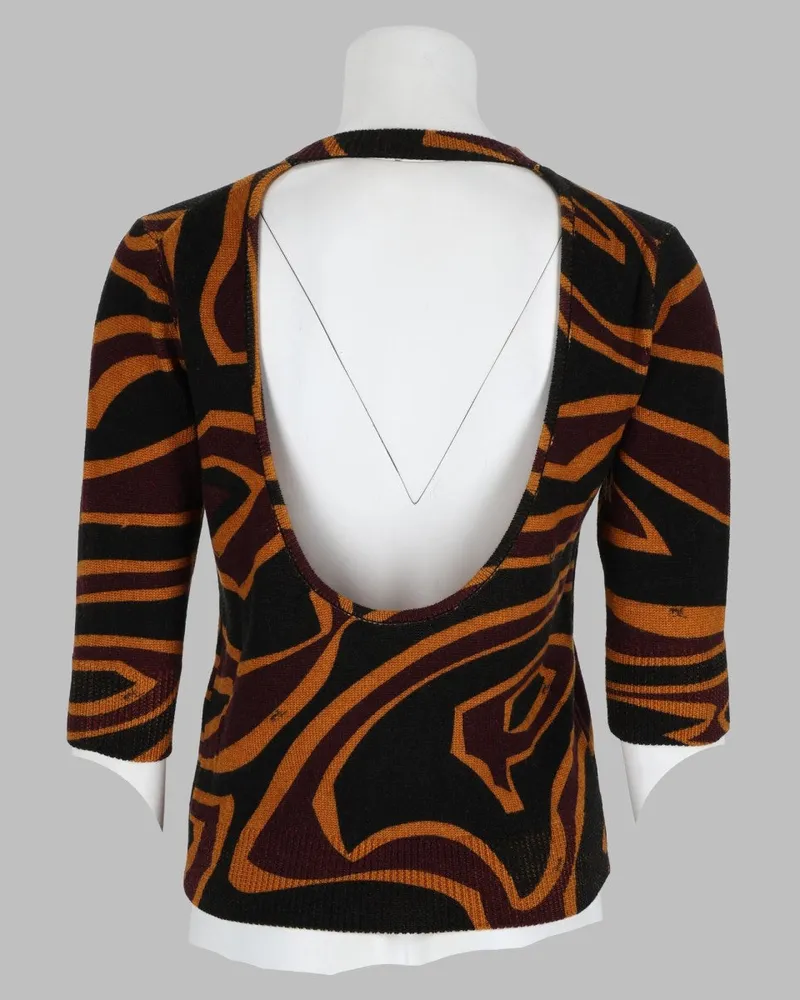 Emilio Pucci Open-Back Wool-Blend Sweater — Multicolor Multicolor