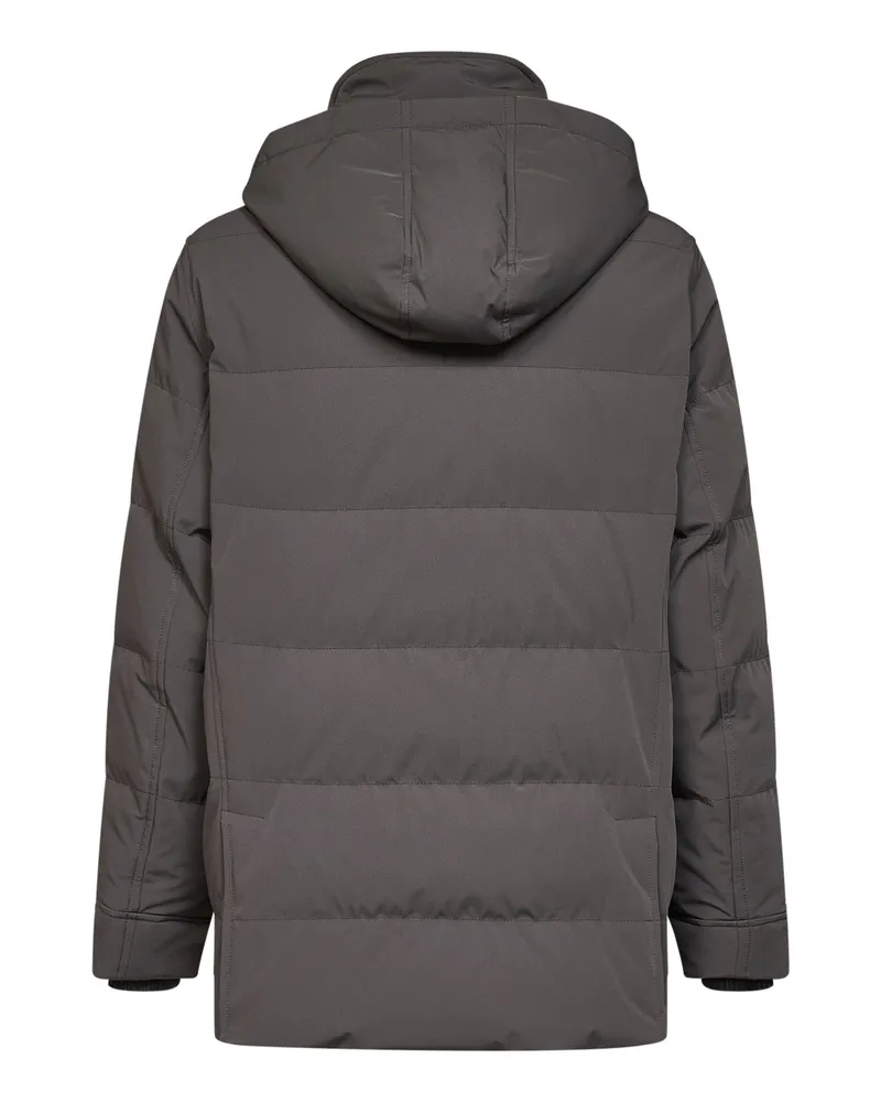 Brunello Cucinelli Men Parka Bonded Nylon Steel Grey Polyamide Padded & Down Jackets Gray