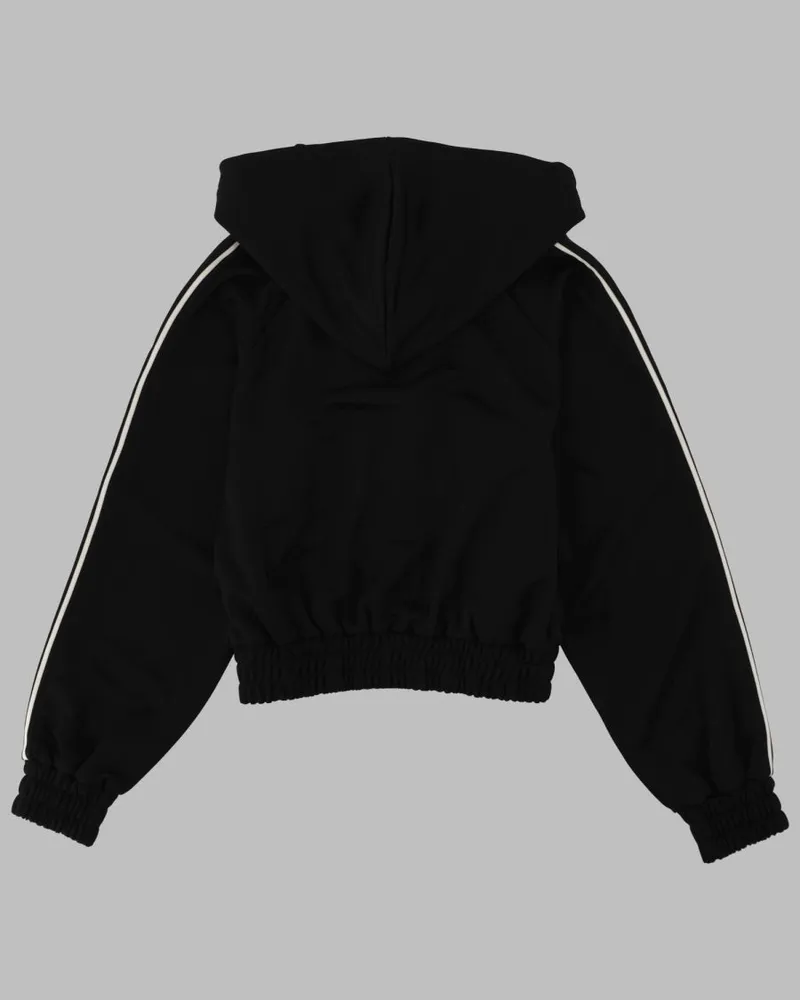 Michael Kors Women's Zip-Up Piqué Logo Sweatshirt Black Polyester Sweatshirts Sweater Black