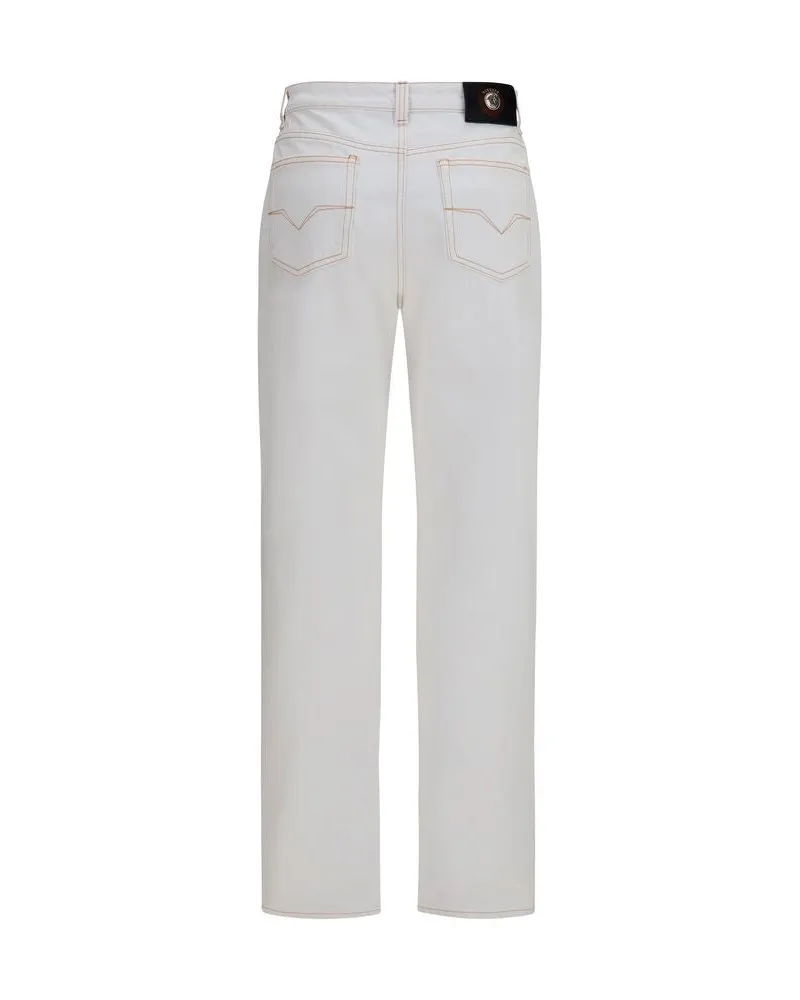 Versace Women's White Cotton High-Waisted Jean Clothing White