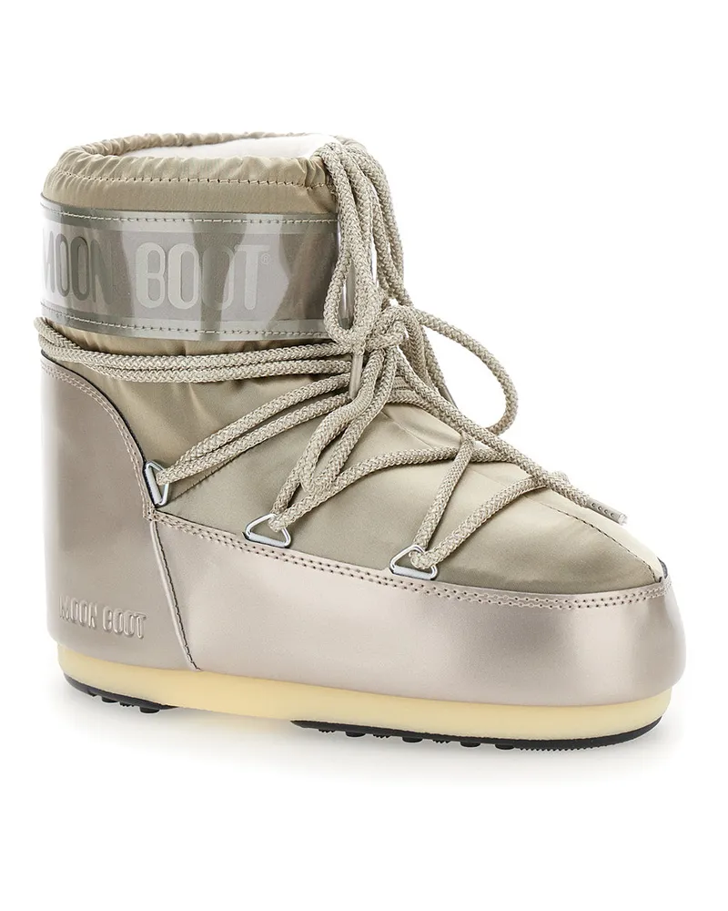 Moon Boot Women's Snow Boots With Bow Metallic Silver