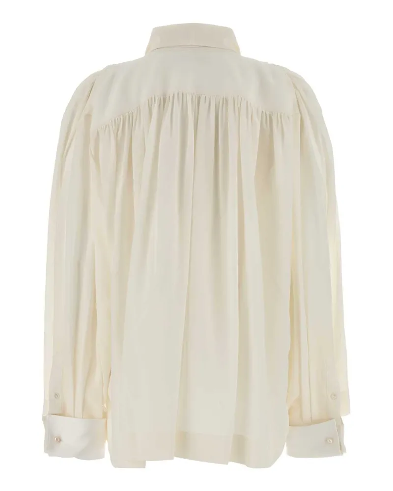 Carven Silk Charmeuse Sweater — White White