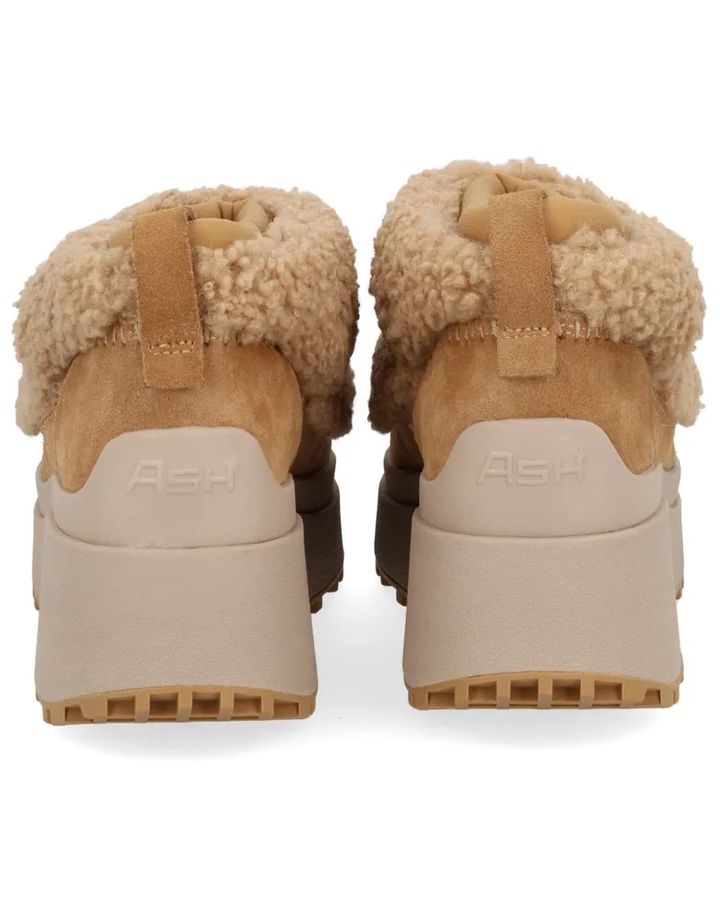 ash Leather and Fabric Boots — Beige Beige