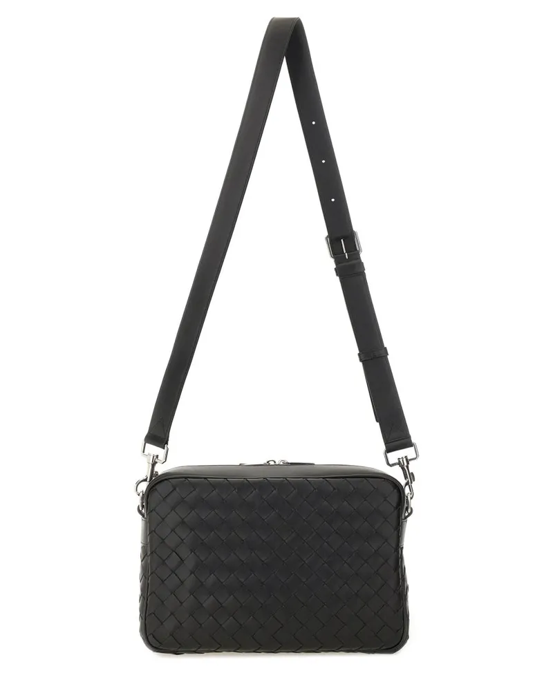 Bottega Veneta Unisex Shoulder Bag Room Intrecciato Black Leather Calfskin Black