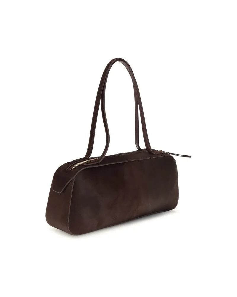KHAITE Simona Suede Shoulder Bag — Burgundy Burgundy