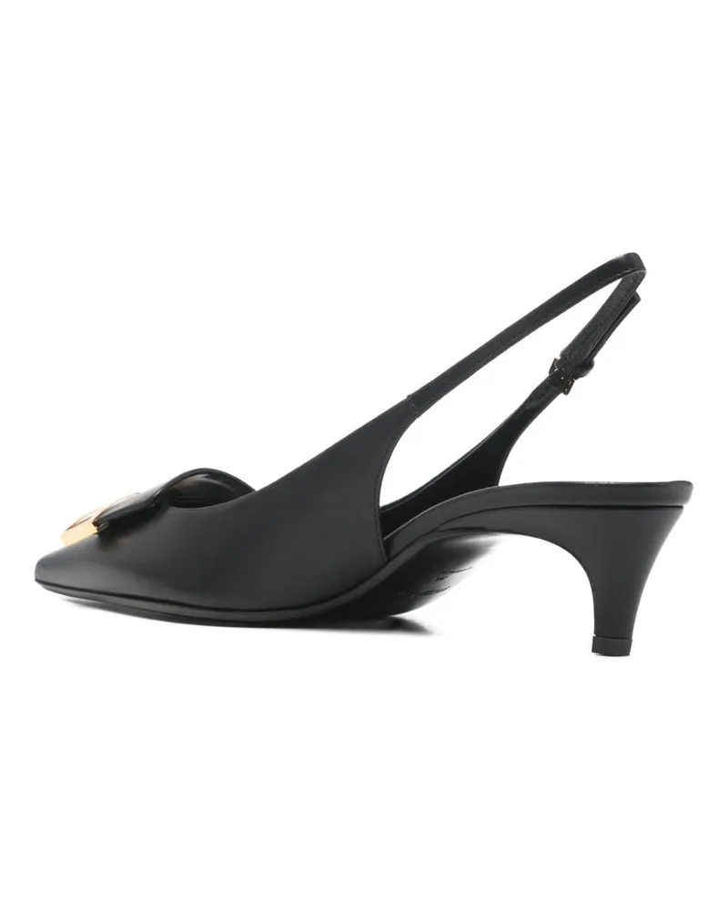 Sergio Rossi Leather Slingback Slingback Heel — Black Black