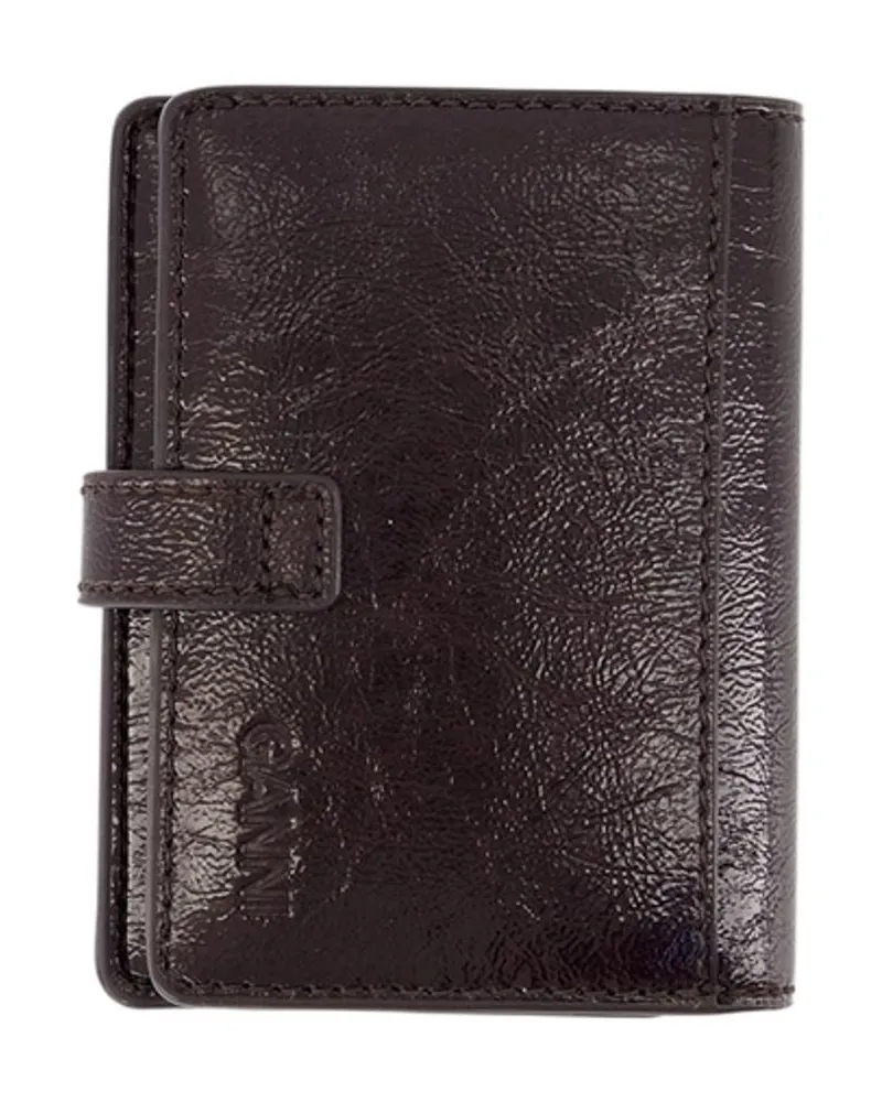 Ganni Textured Synthetic Card Case — Brown Brown