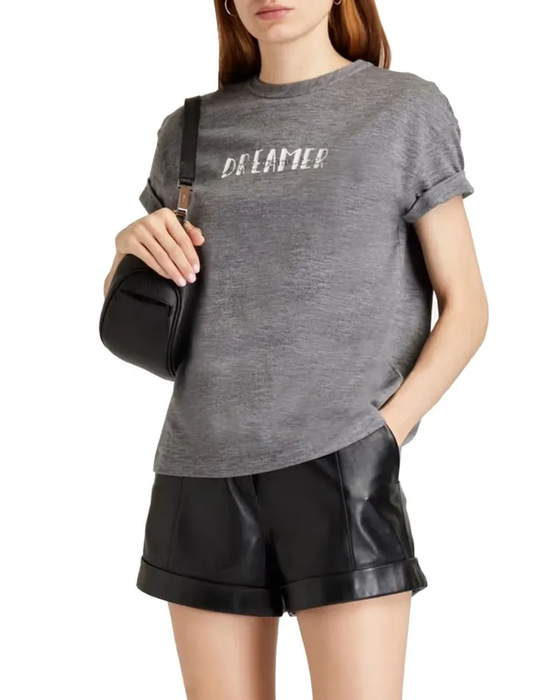 Brunello Cucinelli Women's Gray Elastane T-Shirt Gray