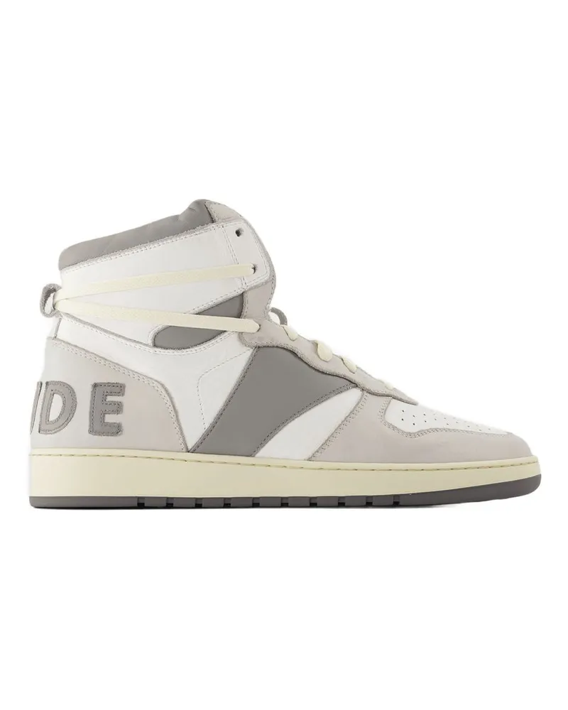 RHUDE Men's Rhecess Hi Sneakers -  Leather White-Grey Shoes White