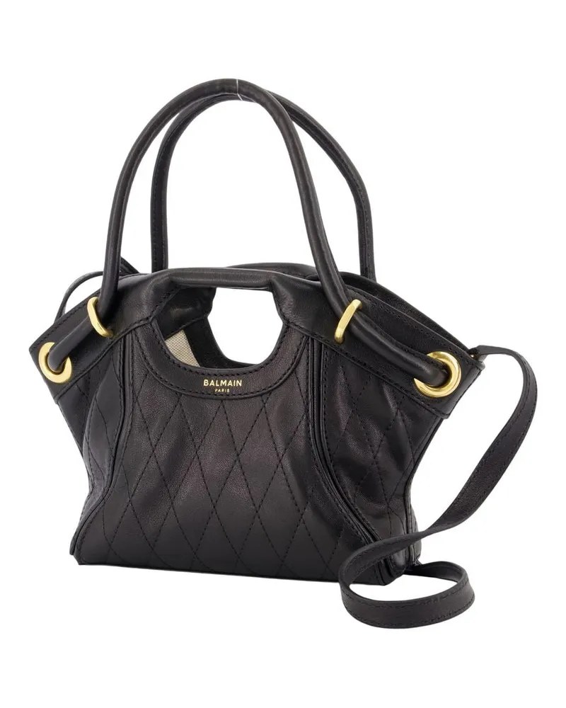 Balmain Women's Tote Small -  Leather Black Lambskin Bags Handbags-Purses Black