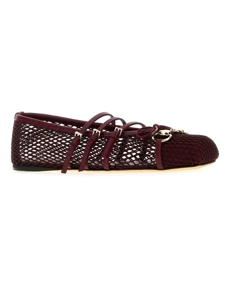 Gucci Women's Mesh Flat Burgundy Polyamidelamb Burgundy