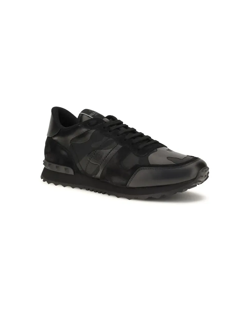 Valentino Garavani Men's Black Polyester Athletic Sneakers Black