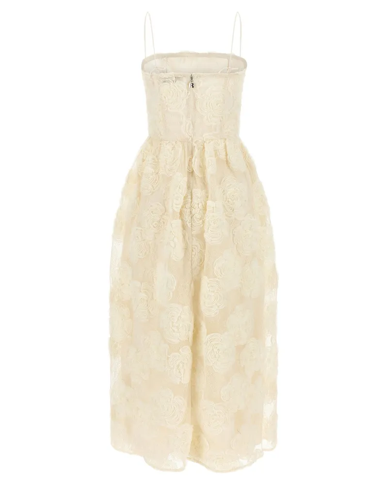ROTATE Birger Christensen Floral Mesh Dress — Cream Cream