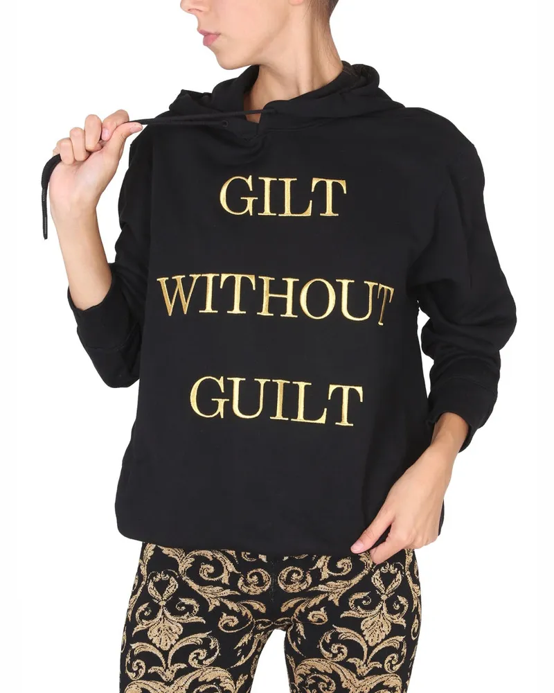 Moschino Logo-Embroidered Cotton Sweatshirt — Black Black