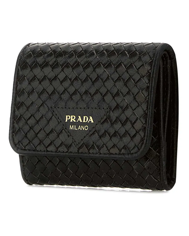 Prada Women's Black Leather Wallet Nero Portafogli Black