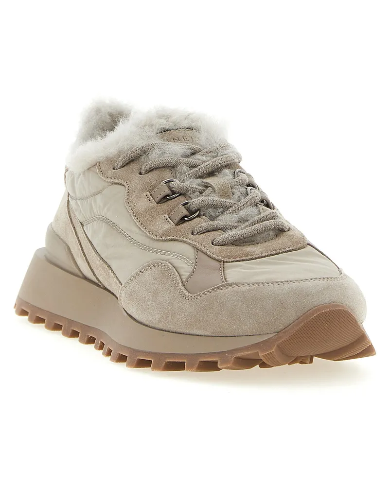 Brunello Cucinelli Women's Beige Calfskin Athletic Sneakers Beige