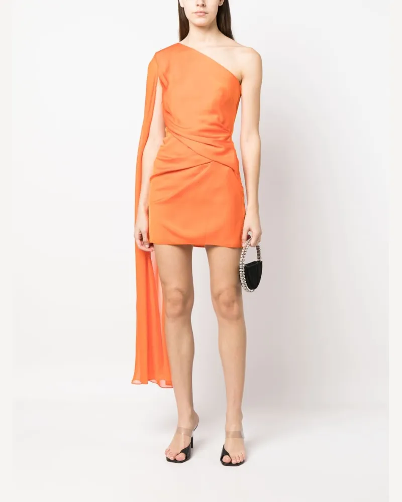 Roland Mouret Asymmetric One-Shoulder Silk Crepe Dress — Orange Orange