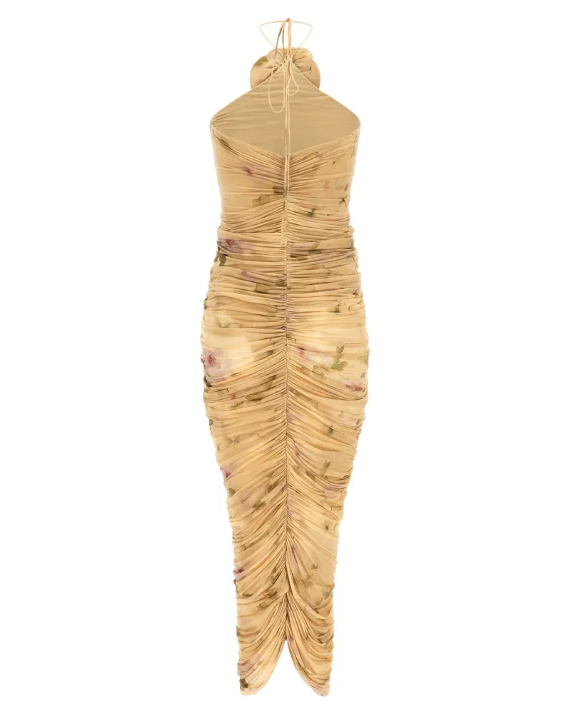 Magda Butrym 3D Floral Halter Dress — Beige Beige