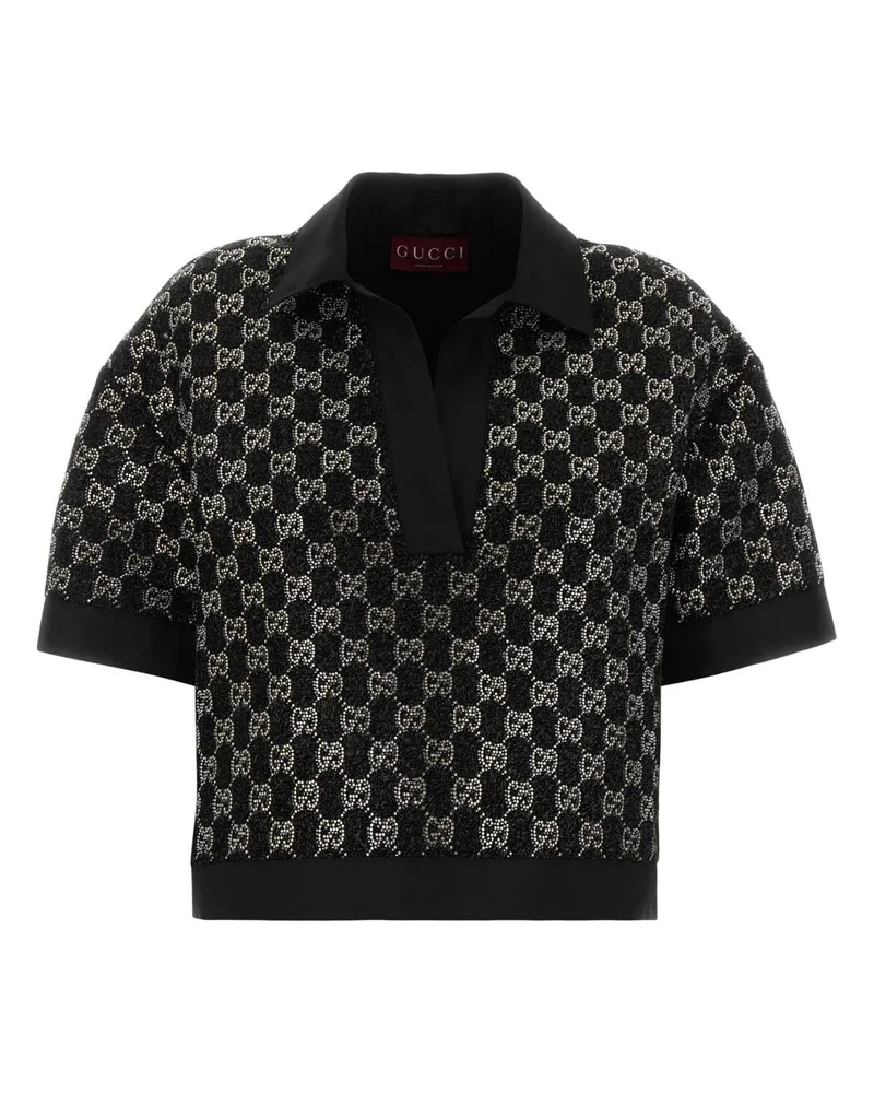 Gucci Women's Black Boucle Polo Shirt Blackblackblack Viscose Mix Black