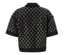 Women's Black Boucle Polo Shirt Blackblackblack Viscose Mix