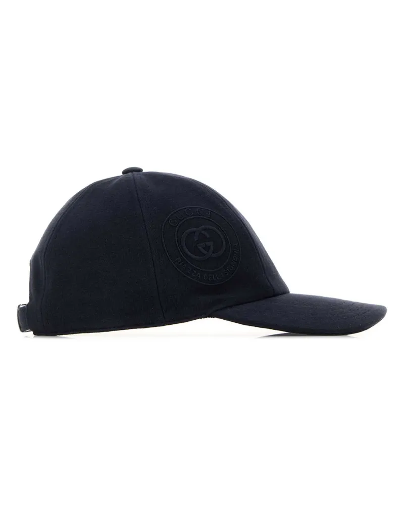Gucci HAT Logo-Embroidered Cotton Baseball Cap — Navy Navy