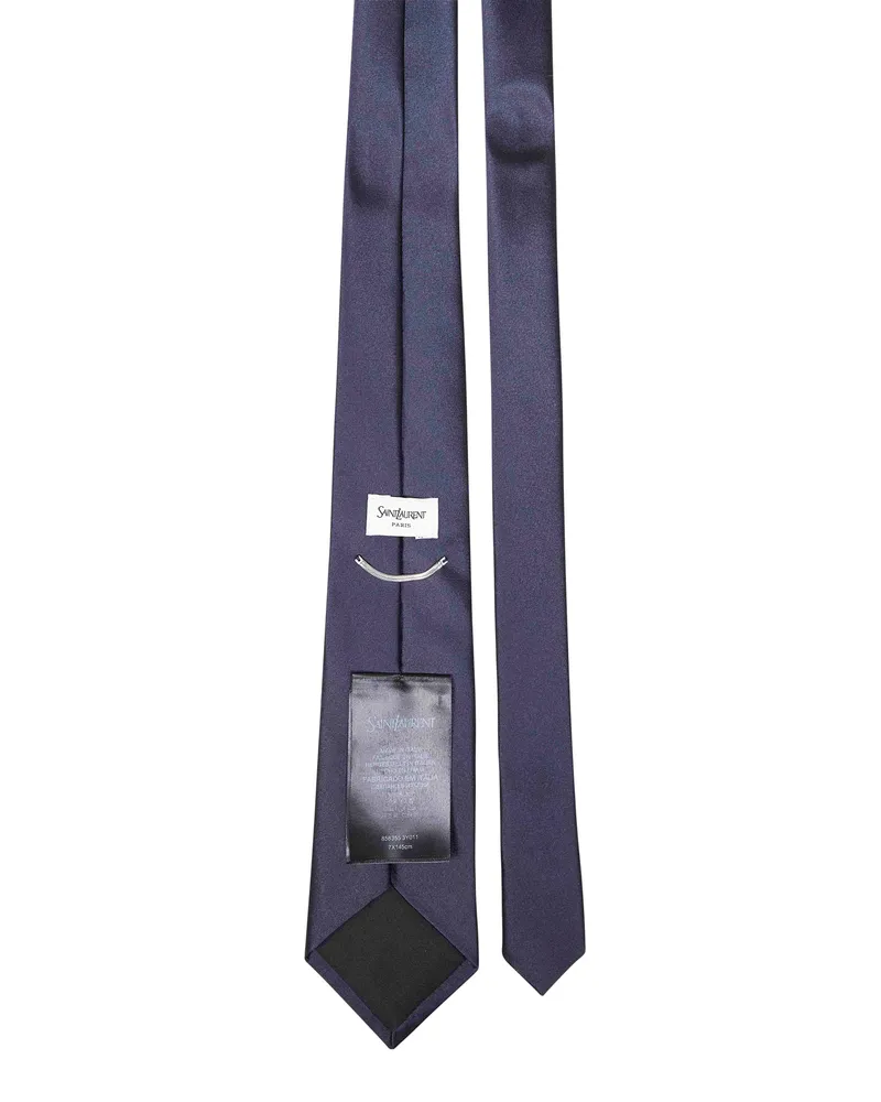 Saint Laurent Men's Silk Tie Navy Blue Ties & Bow Navy