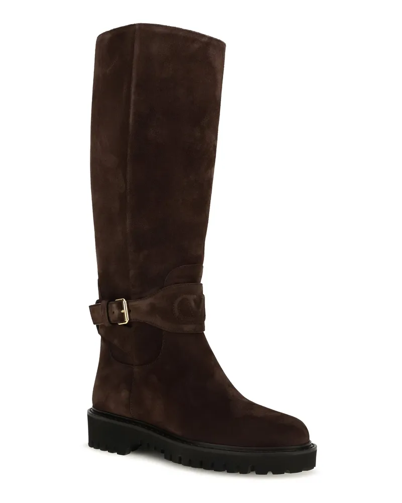 Valentino Garavani Women's Vlogo Signature Suede High Boots Ebony Brown Upper: Suede; Sole: Rubber Brown