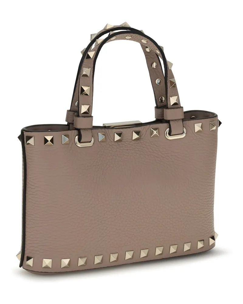 Valentino Garavani Women's Mini Handbag Rockstud Shopping Poudre Calfskin Powder Calf Leather Handbags Hand Bags Beige