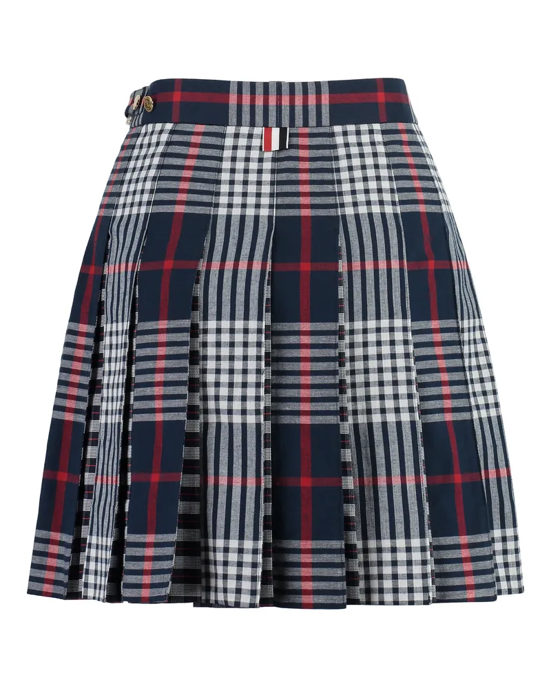 Thom Browne Women's Pleated Check Mini Skirt Cotton Navy