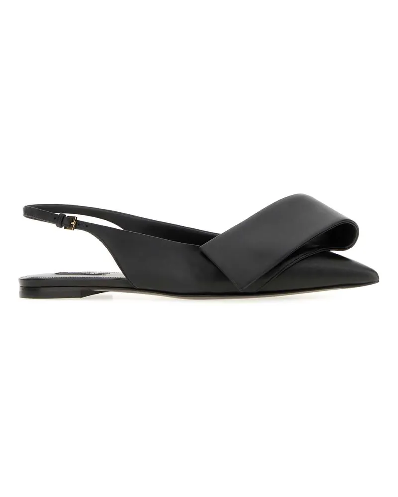 Givenchy Women's Black Leather Twisted Ribbon Ballerinas Sneaker Black