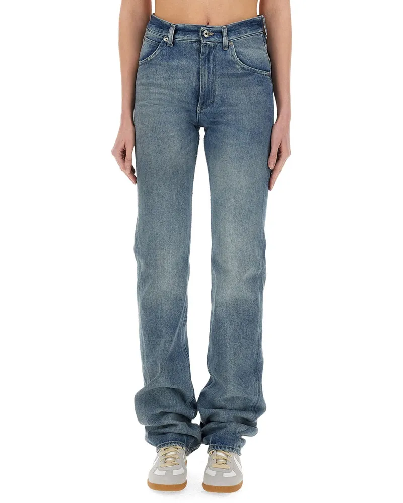 Maison Margiela Cotton Straight-Leg Jeans — Blue Blue
