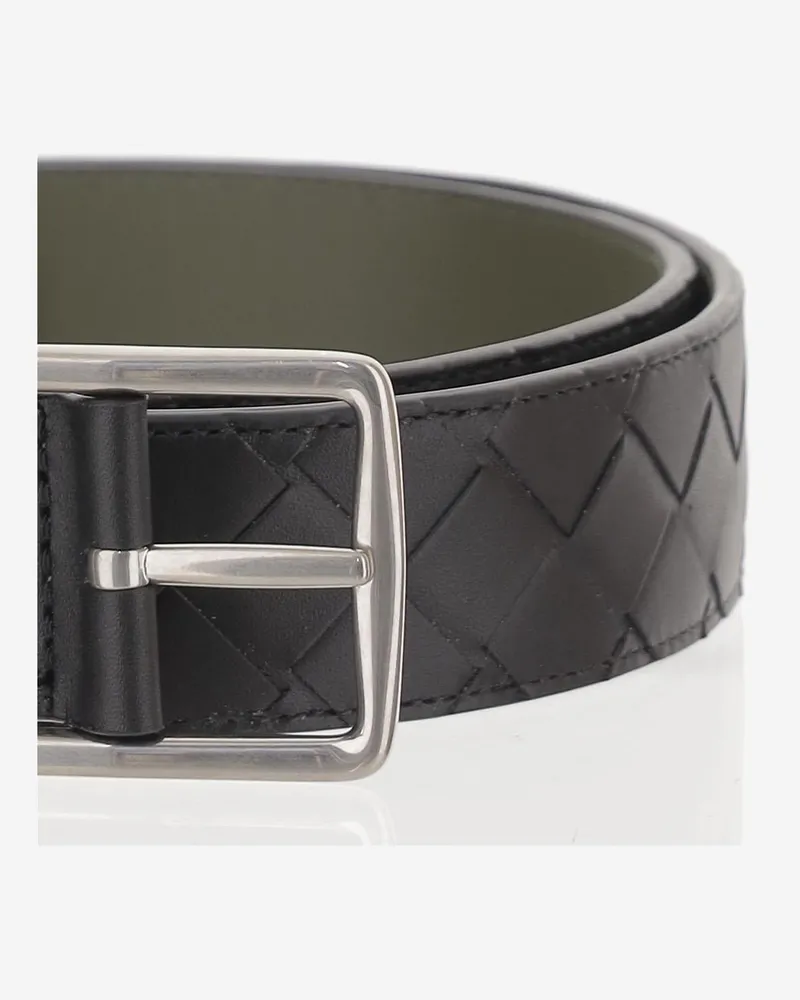 Bottega Veneta Men's Leather Belt Reversible Black-Green Calf Black