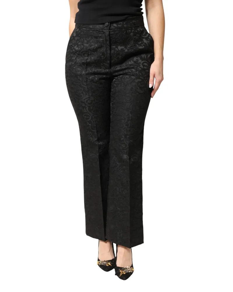 Dolce & Gabbana Women's Floral Brocade High-Waisted Trousers Black Black