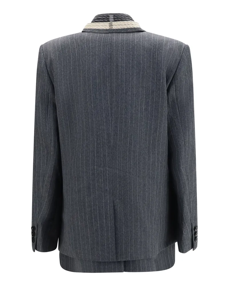 Sacai Women's Jacket Pinstripe Single-Breasted Black Wool Black