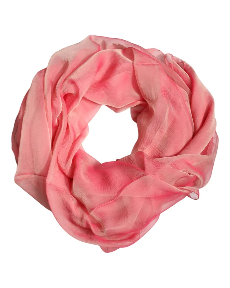 Dolce & Gabbana Pink Silk Rectangle Women Wrap Shawl Scarf Pink