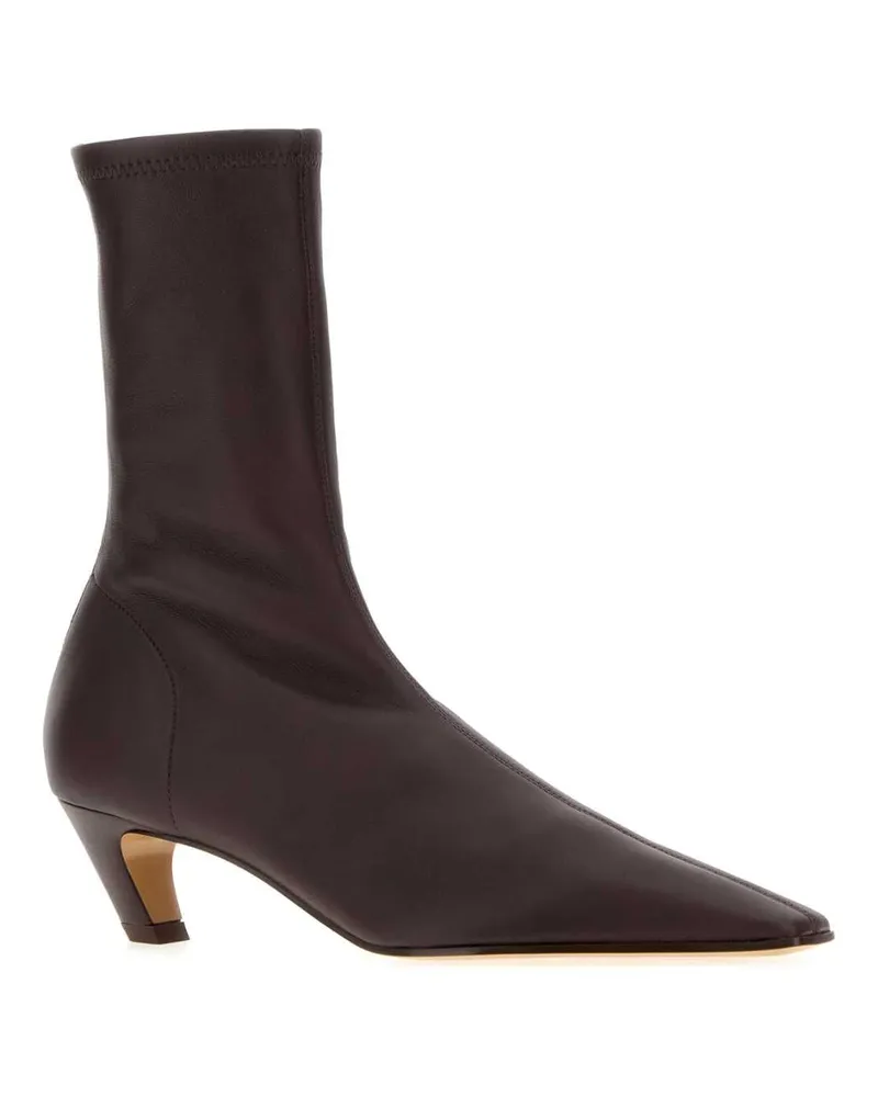 KHAITE Women's Aubergine Nappa Leather Arizona Ankle Boots Bordeaux Stivali Bordeaux