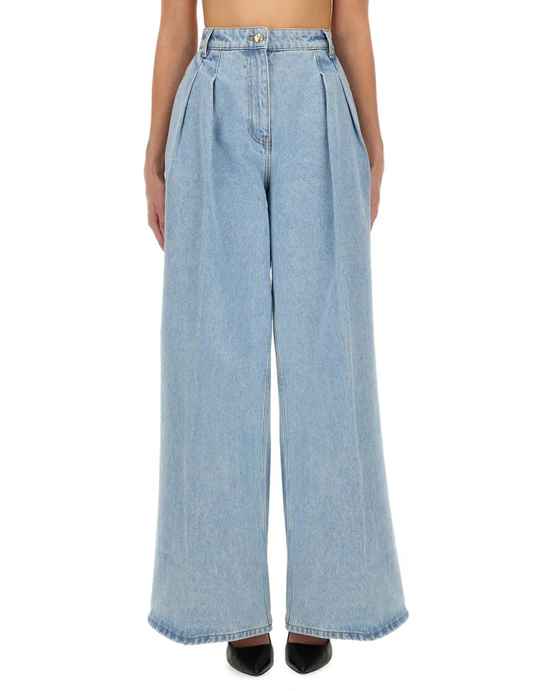 Nina Ricci Wide-Leg Cotton Jeans — Blue Blue
