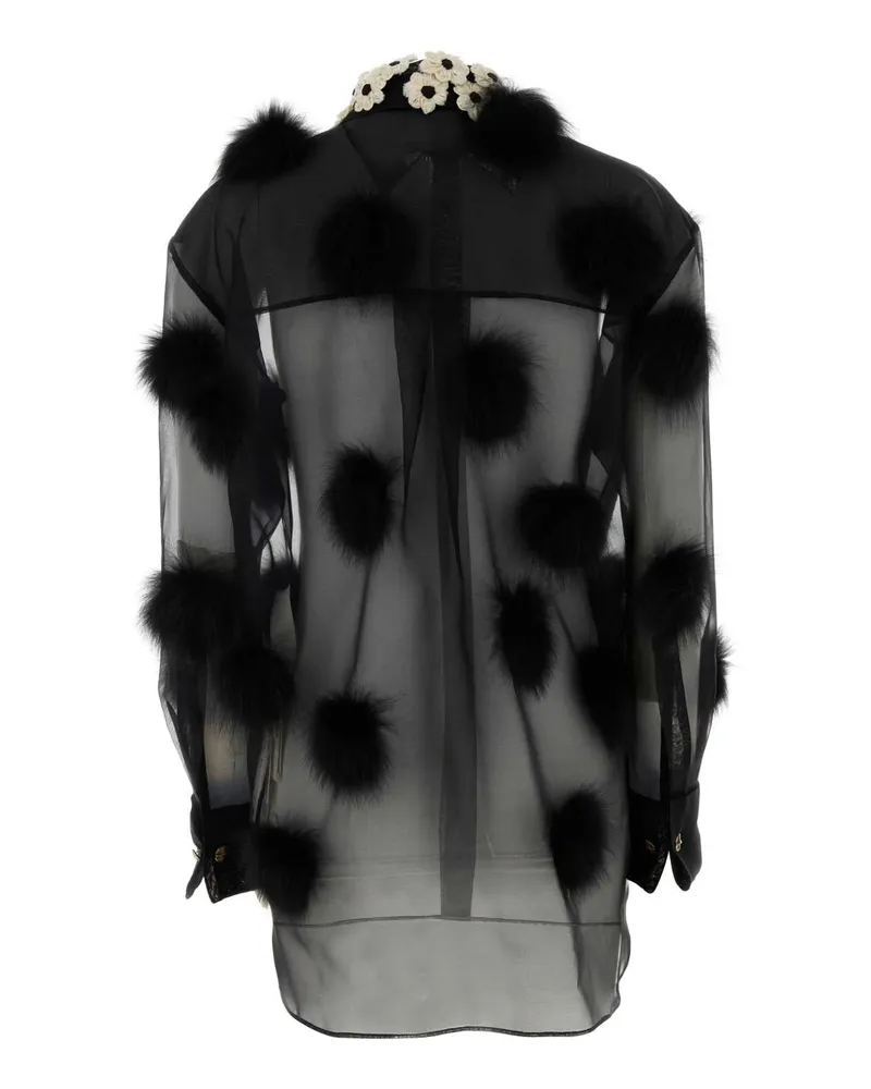 KHAITE Women's Black Organza Shirt Exterior: Silk Maglie Sweater Black