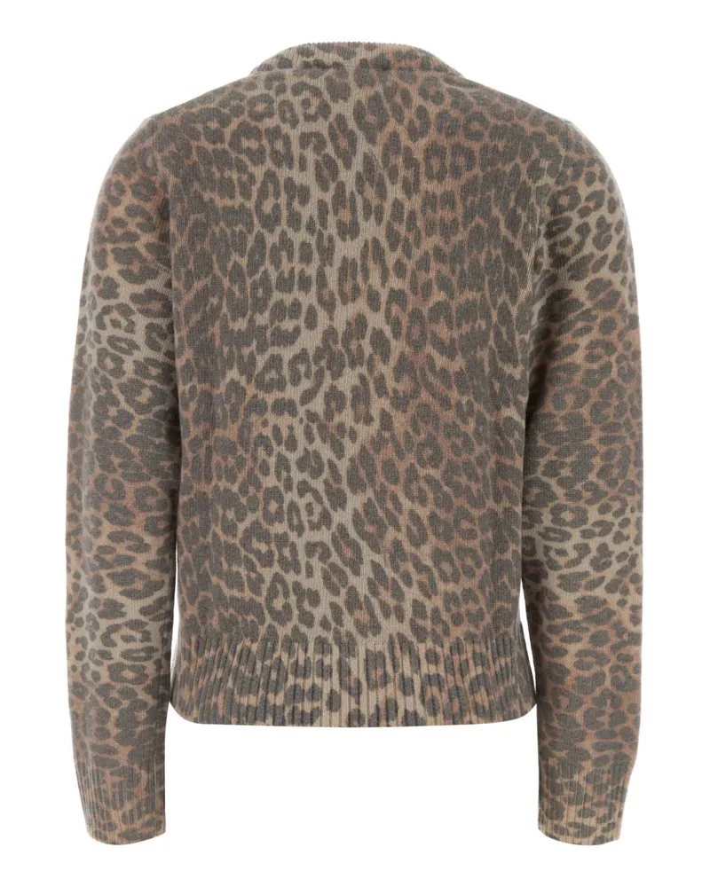 Ganni Women's Printed Wool Blend Sweater Almond Milk Maglieria Beige