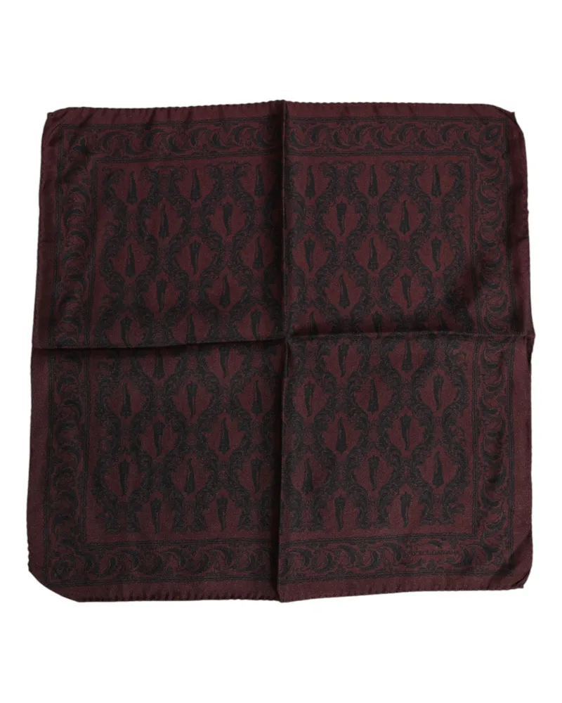 Dolce & Gabbana Maroon Black Printed Square Men Foulard Scarf And Multicolor