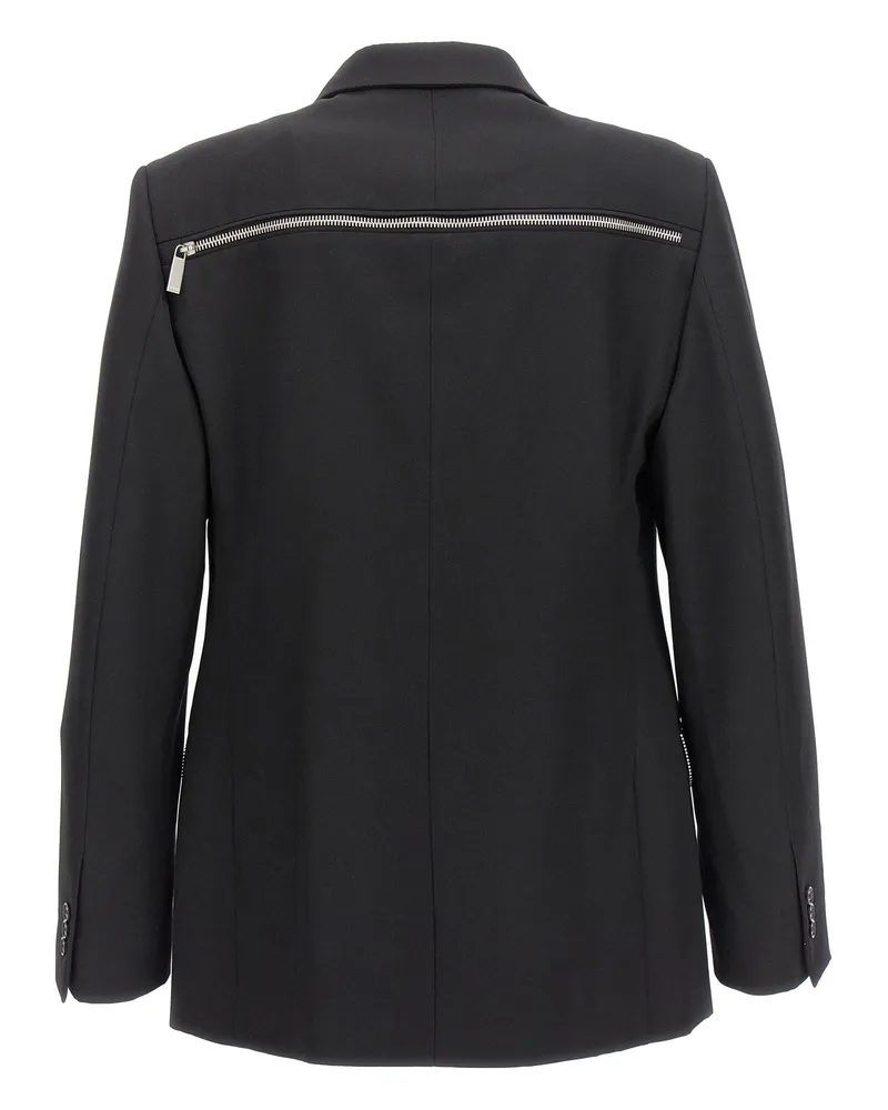 OFF-WHITE Logo-Embroidered Wool Blazer — Black Black